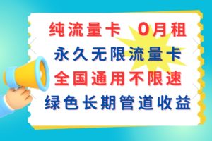 【2024.07.18】纯流量卡，0月租，永久无限流量卡，全国通用不限速，绿色长期管道收益百度网盘免费下载-芽米宝库