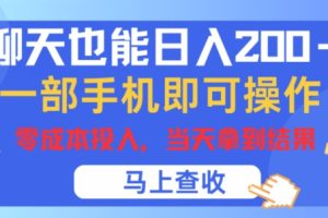 【2024.07.18】聊天也能日入200+，一部手机即可轻松操作，零成本投入，当天就能拿到结果百度网盘免费下载-芽米宝库