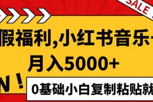 【2024.07.17】小红书音乐号月入5000+，0基础小白复制粘贴就能赚钱百度网盘免费下载-芽米宝库