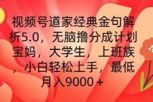 【2024.07.17】视频号道家经典金句解析5.0.无脑撸分成计划，小白轻松上手，最低月入9000+百度网盘免费下载-芽米宝库