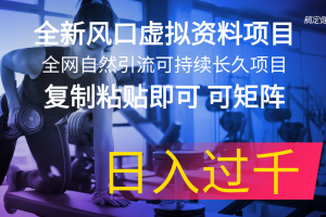 【2024.07.14】全新风口虚拟资料项目，全网自然引流可持续长久项目，复制粘贴即可，可矩阵，日入1000+百度网盘免费下载-芽米宝库