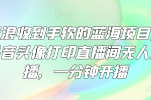 【2024.07.13】音浪收到手软的蓝海项目，抖音头像打印直播间无人直播，一分钟开播百度网盘免费下载-芽米宝库