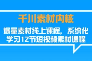 【2024.07.12】千川素材内核，爆量素材线上课程，系统化学习12节短视频素材课程百度网盘免费下载-芽米宝库