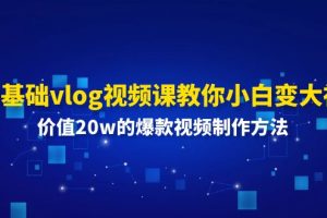 【2024.07.10】0基础vlog视频课教你小白变大神：价值20w的爆款视频制作方法百度网盘免费下载-芽米宝库