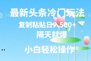 【2024.07.05】最新头条冷门玩法，隔天就爆，复制粘贴日入500+百度网盘免费下载-芽米宝库