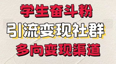 图片[1]-【2024.07.04】学生奋斗粉，引流变现做社群，多向变现渠道百度网盘免费下载-芽米宝库