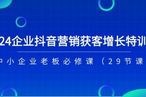 【2024.07.02】2024企业抖音-营销获客增长特训营，中小企业老板必修课（29节课）百度网盘免费下载-芽米宝库