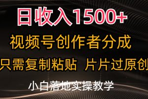 【2024.07.01】日收入1500+，视频号创作者分成，只需复制粘贴，片片过原创，小白也可轻松上手百度网盘免费下载-芽米宝库