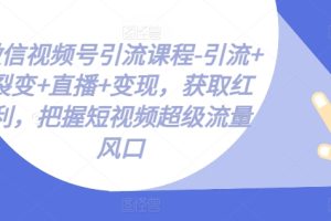 【2024.06.29】微信视频号引流课程-引流+裂变+直播+变现，获取红利，把握短视频超级流量风口百度网盘免费下载-芽米宝库