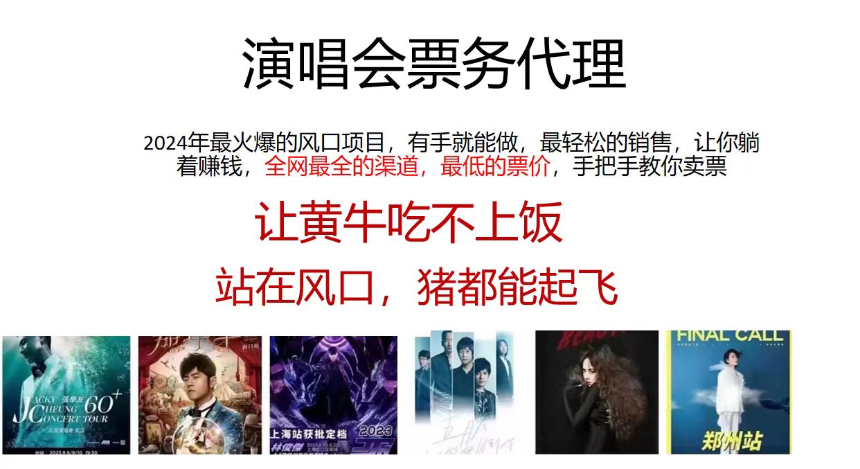 图片[1]-【2024.06.27】演唱会票务代理，2024年最火爆风口项目，全网最低的票价，小白一分钟上手百度网盘免费下载-芽米宝库