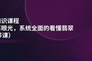 【2024.06.25】翡翠知识课程，用宝石眼光，系统全面的看懂翡翠（22节课）百度网盘免费下载-芽米宝库