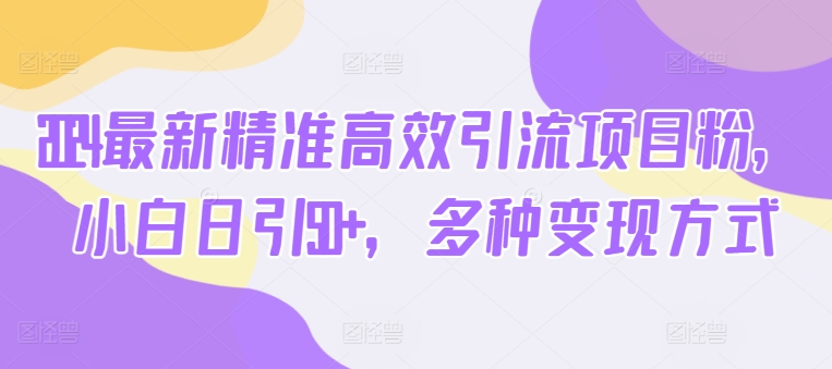 图片[1]-【2024.06.22】2024最新精准高效引流项目粉，小白日引50+，多种变现方式百度网盘免费下载-芽米宝库