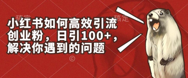 图片[1]-【2024.06.22】小红书如何高效引流创业粉，日引100+，解决你遇到的问题百度网盘免费下载-芽米宝库