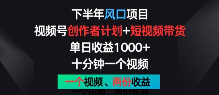 图片[1]-【2024.06.20】下半年风口项目，视频号创作者计划+视频带货，一个视频两份收益，十分钟一个视频百度网盘免费下载-芽米宝库
