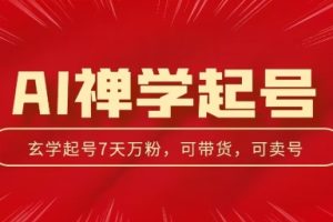 【2024.06.20】AI禅学起号玩法，中年粉收割机器，3天千粉7天万粉百度网盘免费下载-芽米宝库