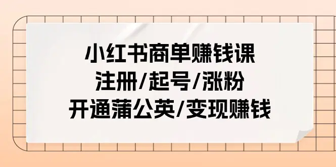 图片[1]-【2024.06.20】小红书商单赚钱课：注册/起号/涨粉/开通蒲公英/变现赚钱（25节课）百度网盘免费下载-芽米宝库