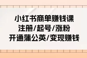 【2024.06.20】小红书商单赚钱课：注册/起号/涨粉/开通蒲公英/变现赚钱（25节课）百度网盘免费下载-芽米宝库