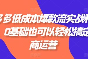 【2024.06.18】拼多多低成本爆款流实战私教课，0基础也可以轻松搞定电商运营百度网盘免费下载-芽米宝库