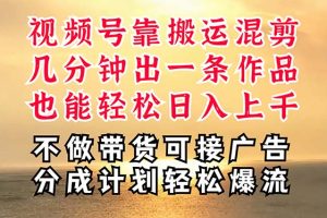 【2024.06.18】深层揭秘视频号项目，是如何靠搬运混剪做到日入过千上万的，带你轻松爆流百度网盘免费下载-芽米宝库