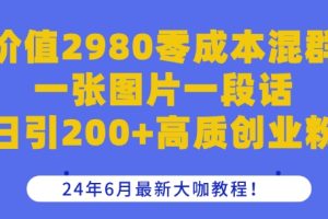 【2024.06.17】价值2980零成本混群一张图片一段话日引200+高质创业粉，2024年6月最新大咖教程百度网盘免费下载-芽米宝库