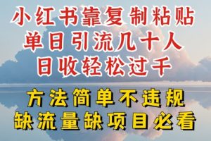 【2024.06.17】小红书靠复制粘贴单日引流几十人日收轻松过千，方法简单不违规百度网盘免费下载-芽米宝库