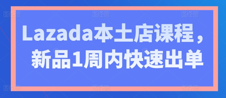 图片[1]-【2024.06.11】Lazada本土店课程，新品1周内快速出单百度网盘免费下载-芽米宝库