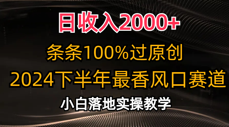 图片[1]-【2024.06.09】日收入2000+，条条100%过原创，2024下半年最香风口赛道，小白轻松上手百度网盘免费下载-芽米宝库