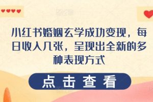 【2024.06.08】小红书婚姻玄学成功变现，每日收入几张，呈现出全新的多种变现方式百度网盘免费下载-芽米宝库