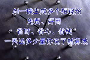 【2024.06.08】AI一键生成多个短视频，一天出多少量你说了就算哦百度网盘免费下载-芽米宝库