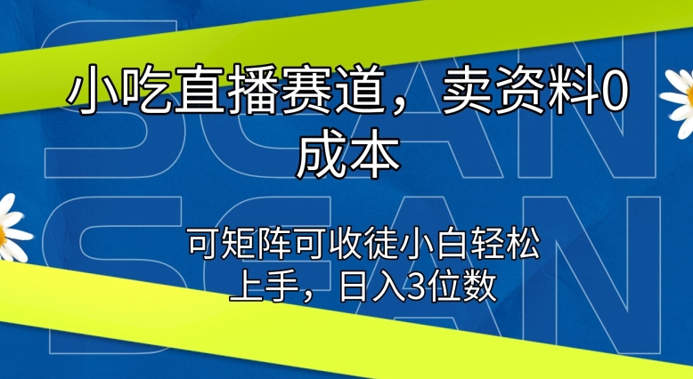 图片[1]-【2024.06.08】小吃直播赛道，卖资料0成本，可矩阵可收徒小白轻松上手百度网盘免费下载-芽米宝库