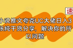 【2024.06.06】小说推文夸克UC大佬日入3张纯干货分享，解决你的所有问题百度网盘免费下载-芽米宝库