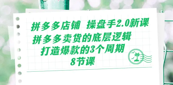 图片[1]-【2024.06.03】拼多多店铺 操盘手2.0新课，拼多多卖货的底层逻辑，打造爆款的3个周期-8节百度网盘免费下载-芽米宝库