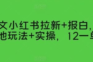 【2024.05.31】推文小红书拉新+报白，落地玩法+实操，12一单百度网盘免费下载-芽米宝库