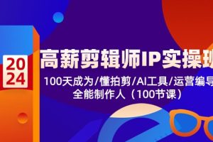 【2024.05.30】高薪剪辑师IP实操班-第2期，100天成为懂拍剪/AI工具/运营编导/全能制作人百度网盘免费下载-芽米宝库