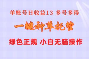 【2024.05.29】一键种草托管 单账号日收益13元 10个账号一天130 绿色稳定 可无限推广百度网盘免费下载-芽米宝库