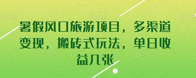 图片[1]-【2024.05.29】暑假风口旅游项目，多渠道变现，搬砖式玩法，单日收益几张百度网盘免费下载-芽米宝库