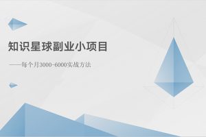 【2024.05.28】知识星球副业小项目：每个月3000-6000实战方法百度网盘免费下载-芽米宝库