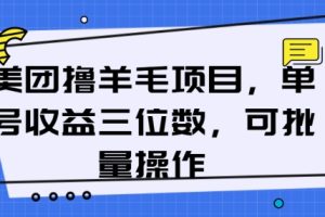 【2024.05.27】美团撸羊毛项目，单号收益三位数，可批量操作百度网盘免费下载-芽米宝库