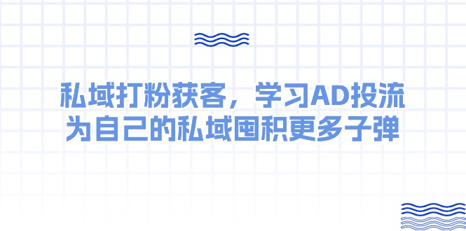 图片[1]-【2024.05.27】某收费课：私域打粉获客，学习AD投流，为自己的私域囤积更多子弹百度网盘免费下载-芽米宝库