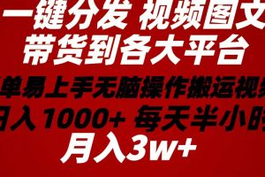 【2024.05.24】2024年 一键分发带货图文视频 简单易上手 无脑赚收益 每天半小时日入1000+百度网盘免费下载-芽米宝库