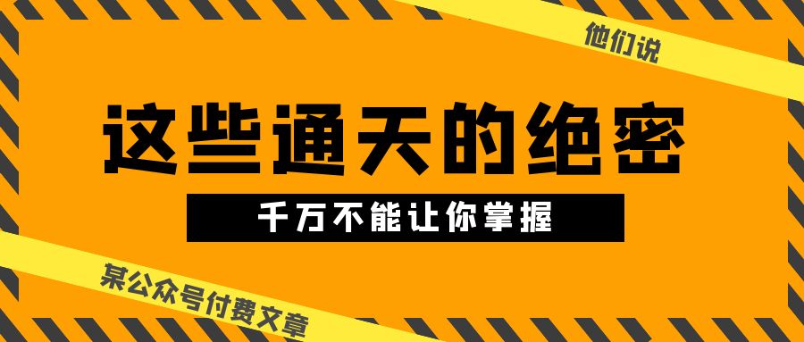 图片[1]-【2024.05.23】某公众号付费文章《他们说 “ 这些通天的绝密，千万不能让你掌握! ”》百度网盘免费下载-芽米宝库