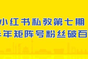 【2024.05.23】小红书-私教第七期，小红书90天涨粉18w，1周涨粉破万 半年矩阵号粉丝破百万百度网盘免费下载-芽米宝库