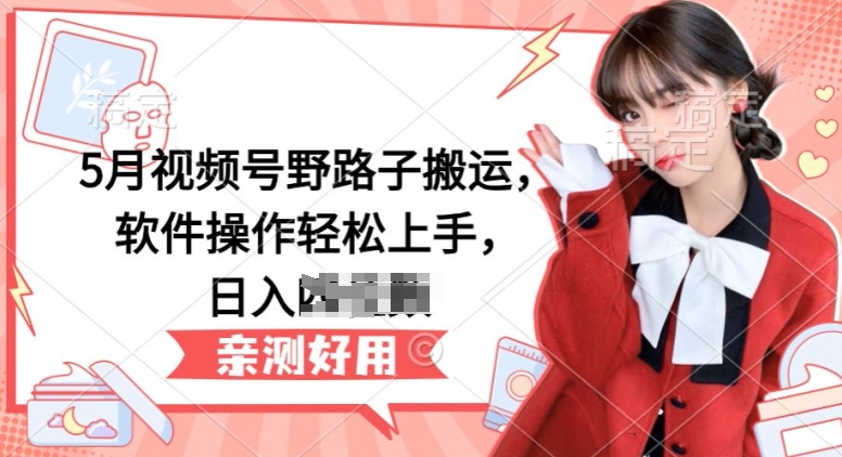 图片[1]-【2024.05.22】5月视频号野路子搬运，软件操作轻松上手，日入三位数百度网盘免费下载-芽米宝库