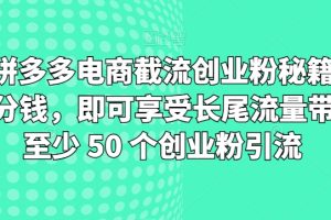 【2024.05.22】淘宝拼多多电商截流创业粉秘籍，仅需 1 分钱，即可享受长尾流量带来的至少 50 个创业粉引流百度网盘免费下载-芽米宝库