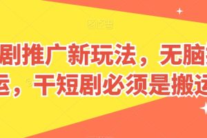 【2024.05.18】短剧推广新玩法，无脑搬运，干短剧必须是搬运百度网盘免费下载-芽米宝库