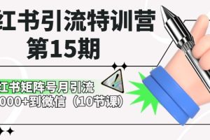 【2024.05.17】小红书引流特训营-第15期，小红书矩阵号月引流80000+到微信（10节课）百度网盘免费下载-芽米宝库