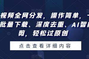 【2024.05.15】一个视频全网分发，操作简单，一款软件批量下载、深度去重、AI智能混剪，轻松过原创百度网盘免费下载-芽米宝库