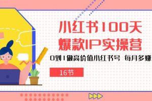 【2024.05.15】小红书100天-爆款IP实操营，0到1做高价值小红书号 每月多赚3000+（16节）百度网盘免费下载-芽米宝库