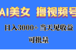 【2024.05.14】AI美女撸视频号分成，当天见收益，日入3000+，可批量百度网盘免费下载-芽米宝库