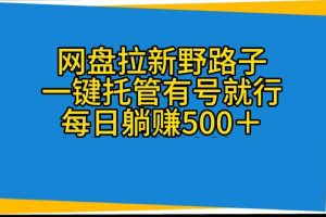 【2024.05.14】网盘拉新野路子，一键托管有号就行，全自动代发视频，每日躺赚500＋百度网盘免费下载-芽米宝库